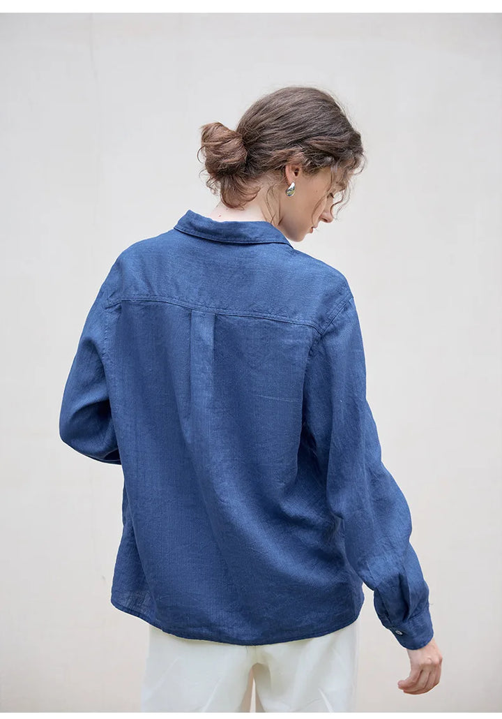 Olivia Bennet | Linen Shirt for Women, Relaxed Fit, White