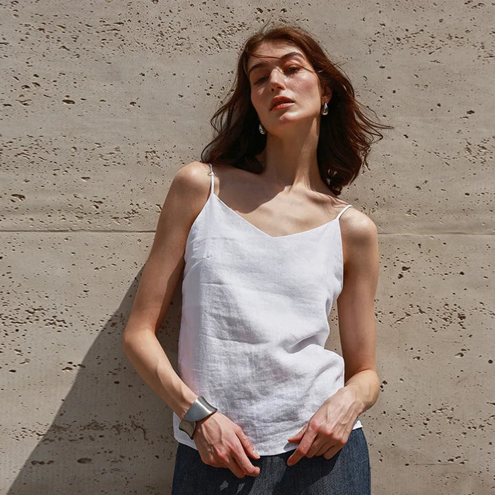 Olivia Bennet | Linen V-Neck Camisole Top for Women