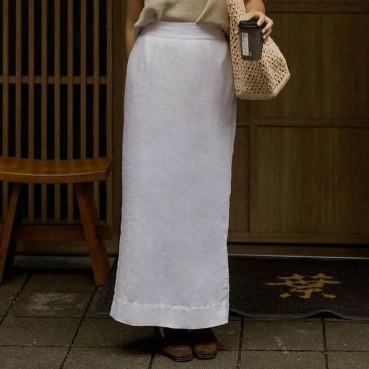 Olivia Bennet | Crop Linen Top for Women in Natural Color
