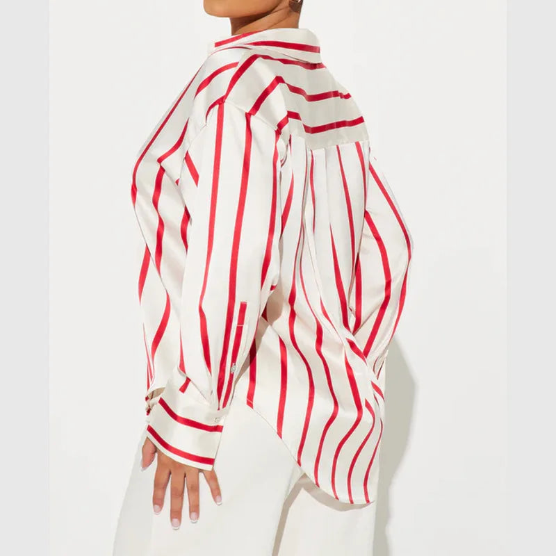 Olivia Bennet | Satin Stripe Shirt for Women