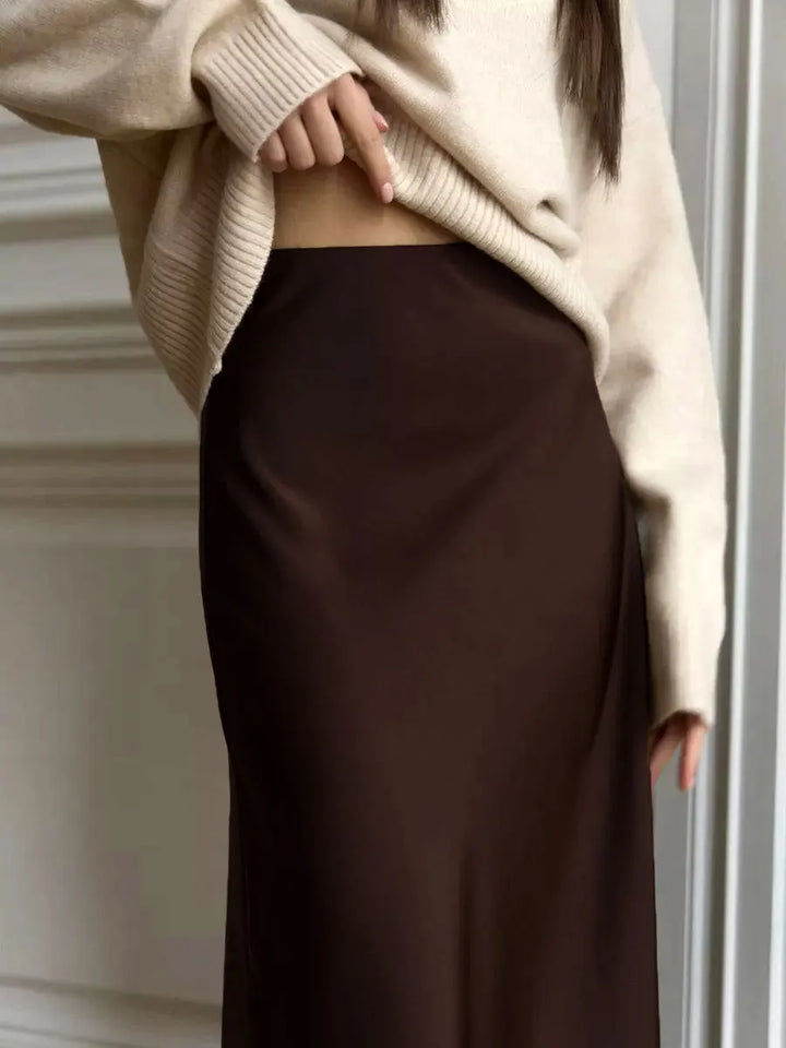 Olivia Bennet | Satin Fishtail Maxi Skirt for Women in Elegant Style