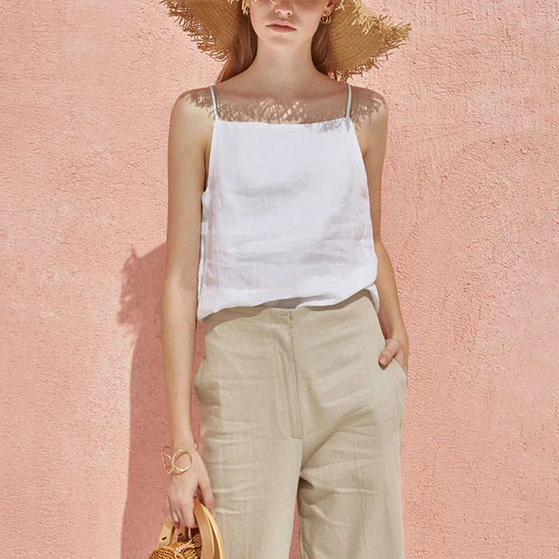 Olivia Bennet | Satin Strap Linen Cami