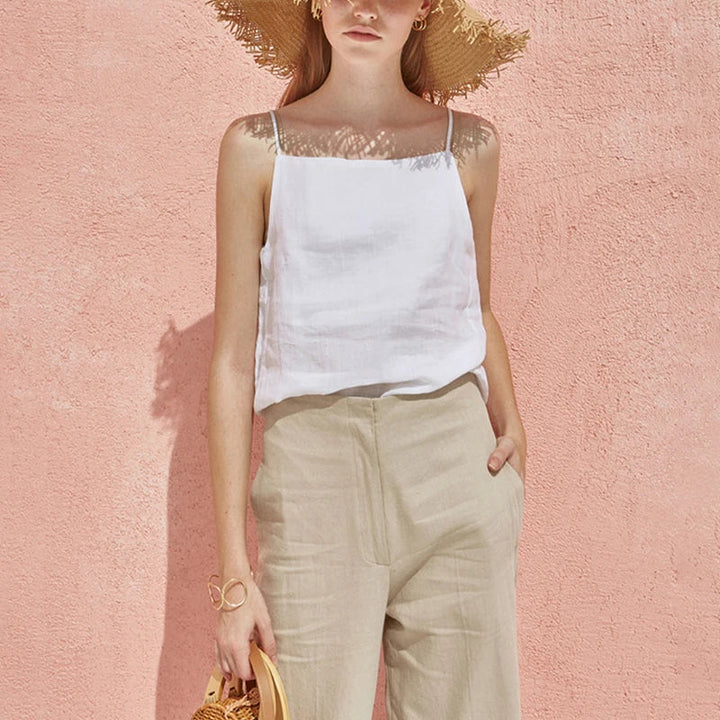 Olivia Bennet | Satin Strap Linen Cami