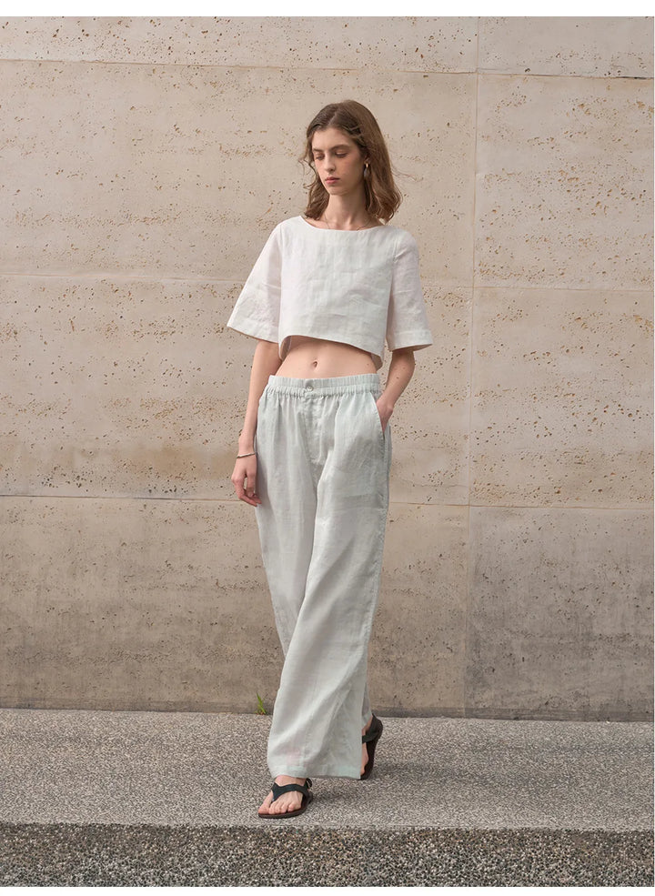 Olivia Bennet | Boxy Linen Crop Top