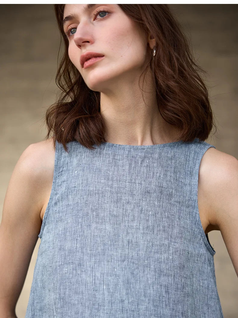 Olivia Bennet | Chambray Linen Reversible Vest