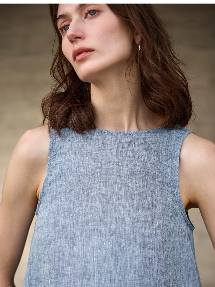 Olivia Bennet | Chambray Linen Reversible Vest