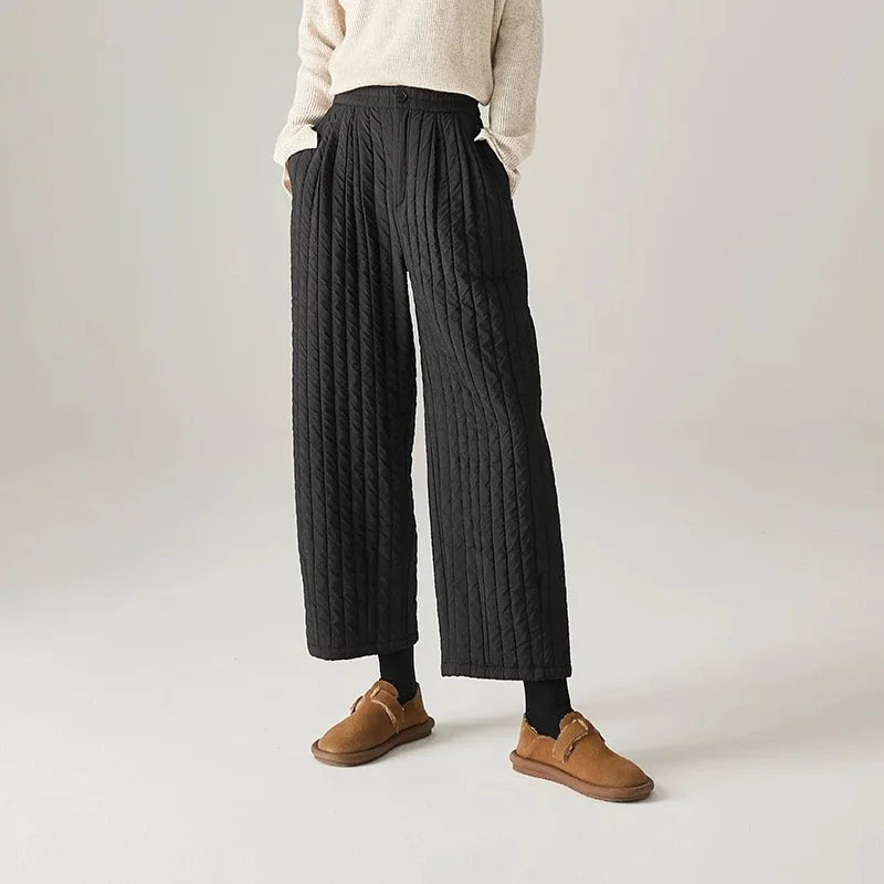 Olivia Bennet | Cotton Wide-Leg Pants for Women in Natural Color