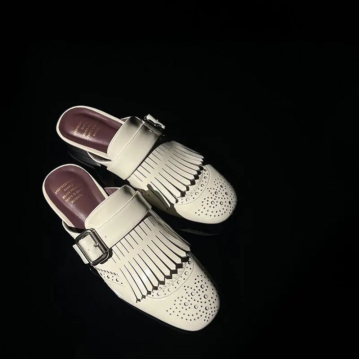 Olivia Bennet | Fringe Leather Loafers for Women