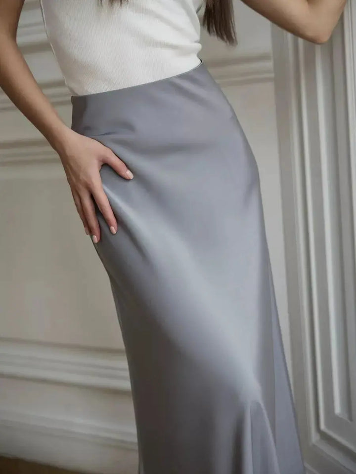 Olivia Bennet | Satin Fishtail Maxi Skirt for Women in Elegant Style