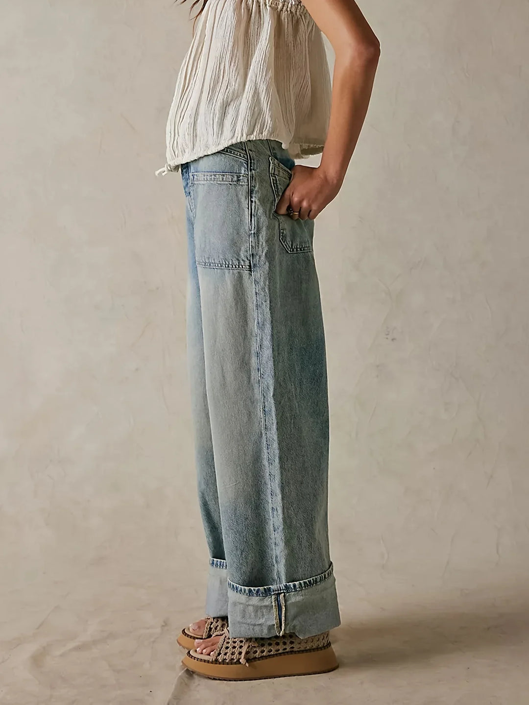 Olivia Bennet | High-Waist Wide-Leg Denim Jeans for Women