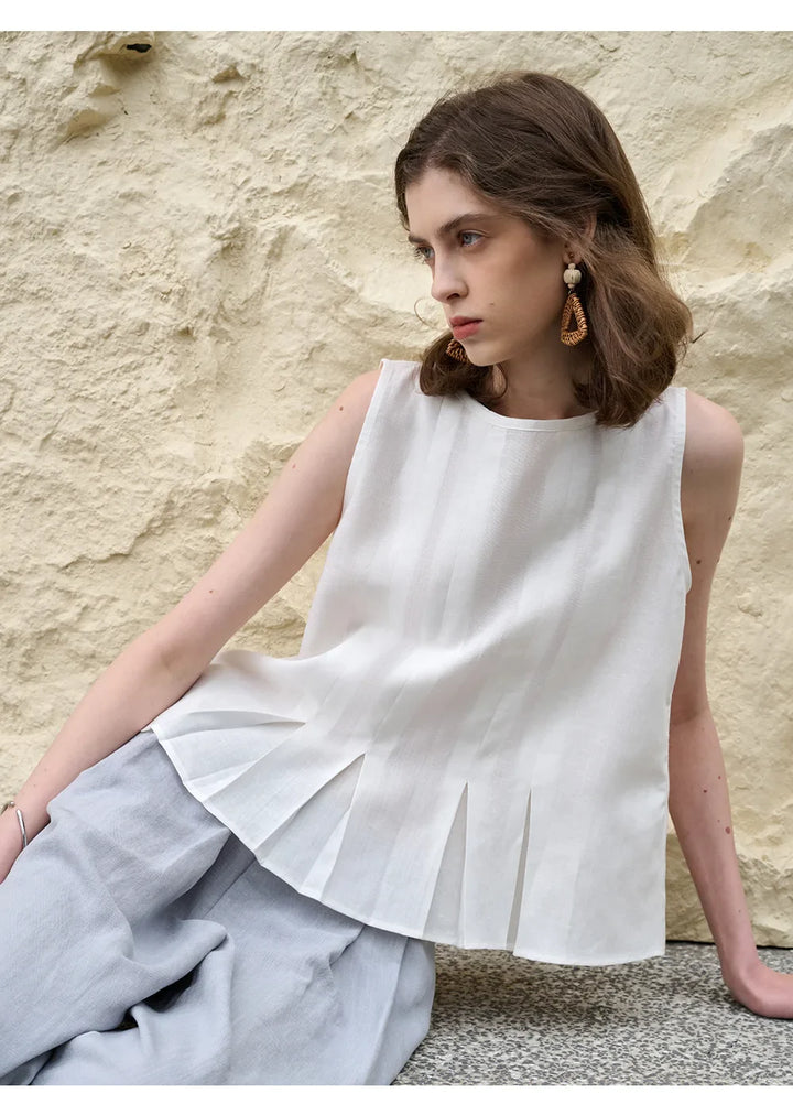 Olivia Bennet | Pleated Hem Linen Top
