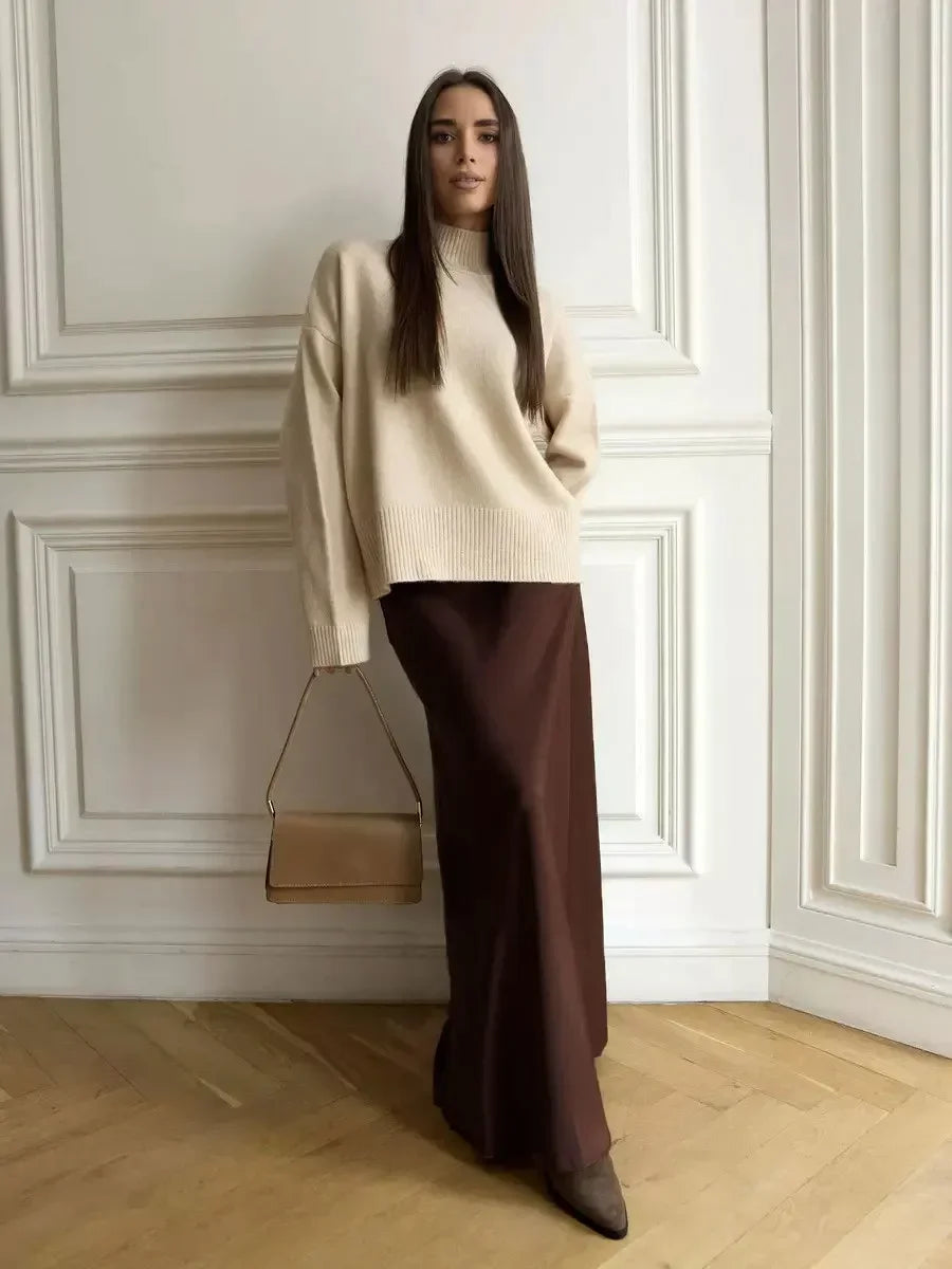 Olivia Bennet | Satin Fishtail Maxi Skirt for Women in Elegant Style