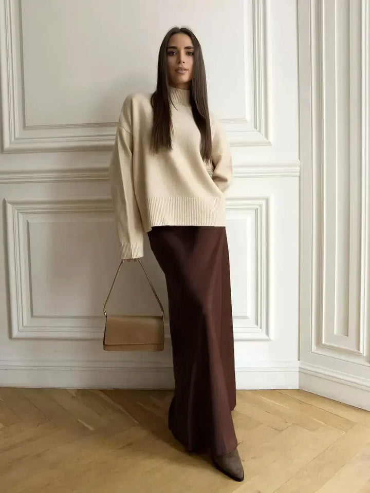 Olivia Bennet | Satin Fishtail Maxi Skirt for Women in Elegant Style