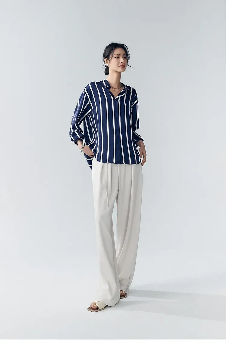 Olivia Bennet | Stripe Satin Blouse for Women