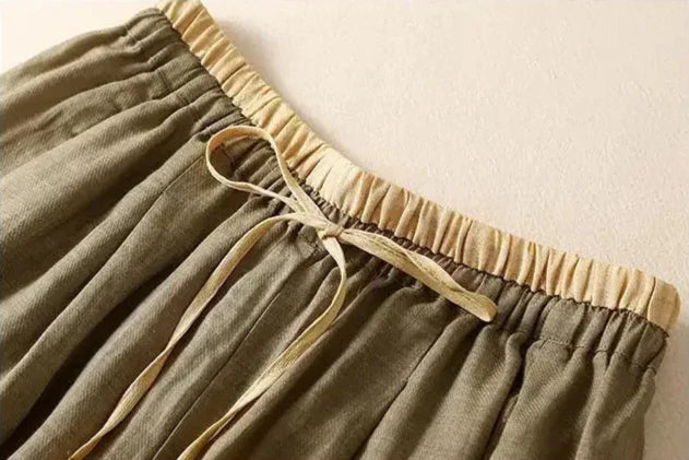 Olivia Bennet | Linen Trousers for Women in Natural Fit, Beige