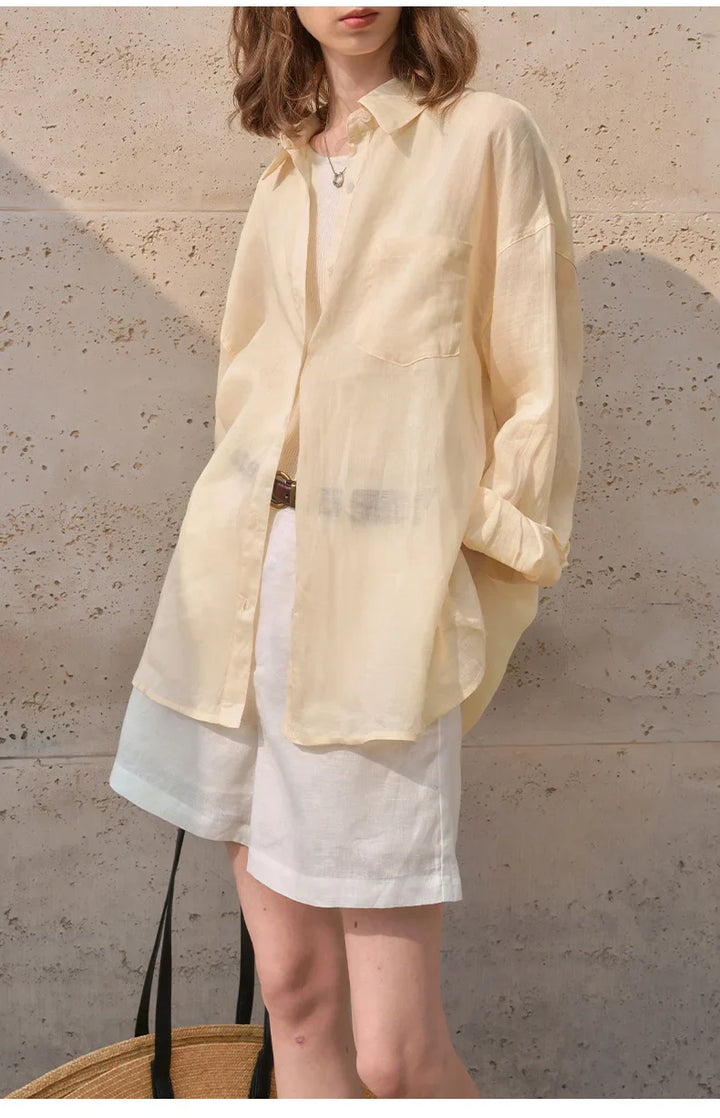 Olivia Bennet | Sheer Ramie Oversized Shirt