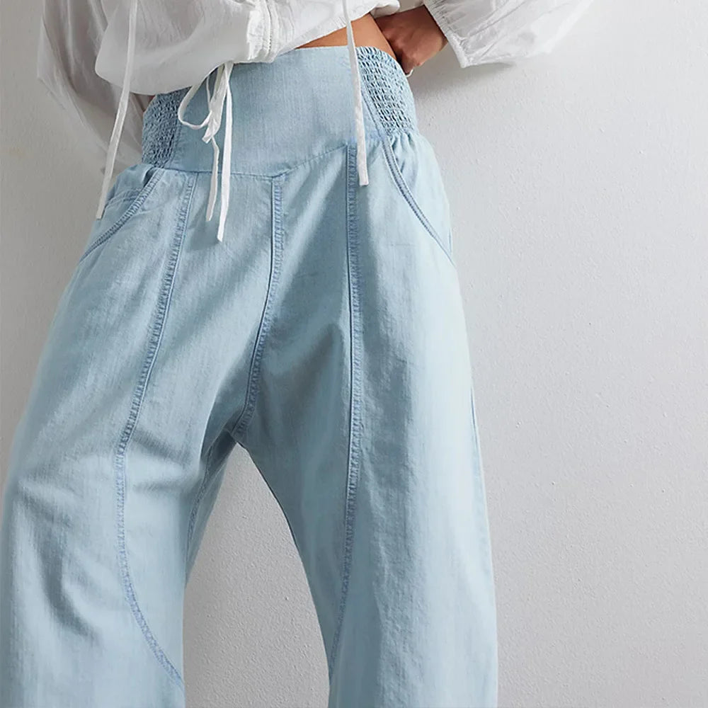 Olivia Bennet | Wide Leg Pant for Women in Soft Fabric, Relaxed Fit, Neutral Color
