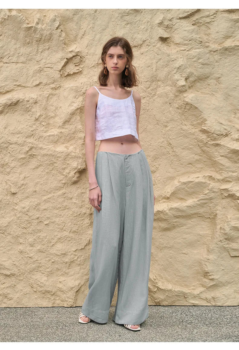 Olivia Bennet | Pleated Wide Leg Linen Pant