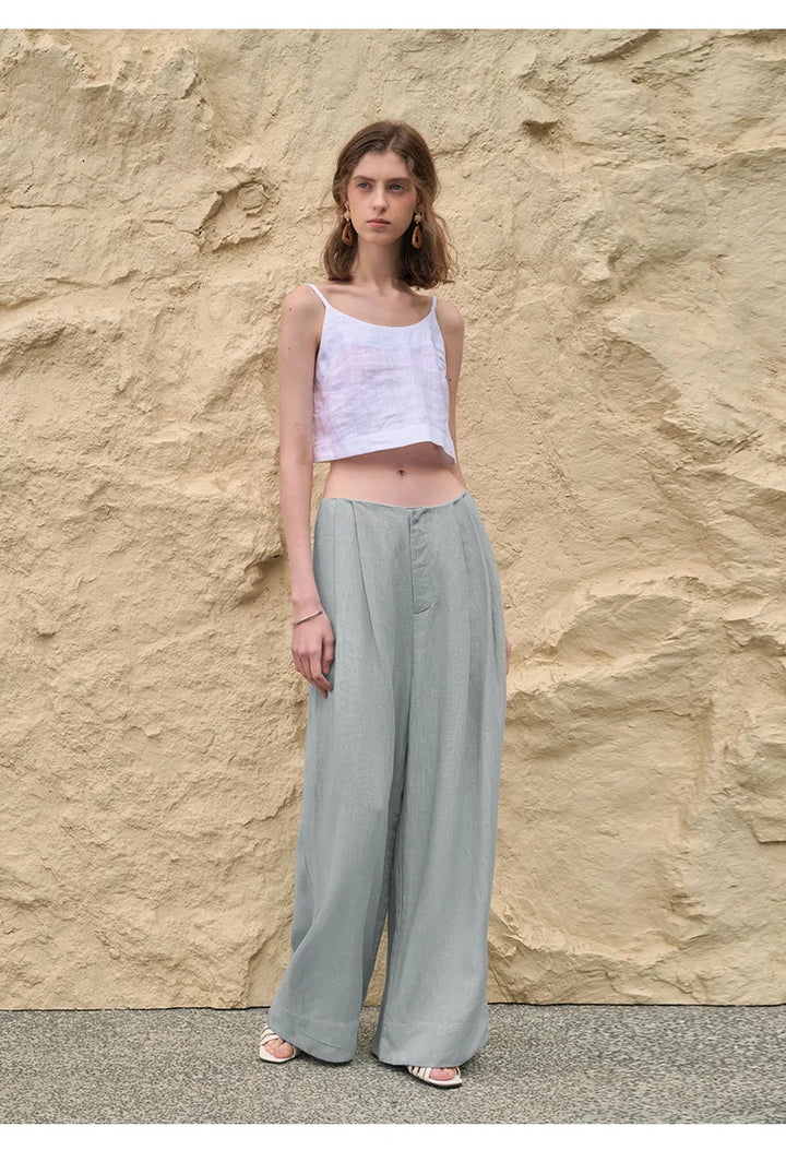 Olivia Bennet | Pleated Wide Leg Linen Pant