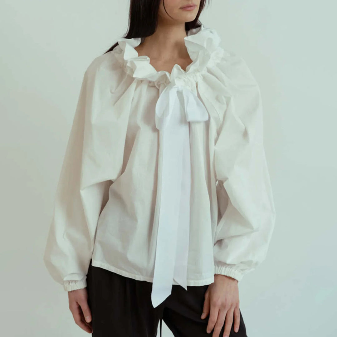 Olivia Bennet | Puffed Cotton Blouse for Women in White