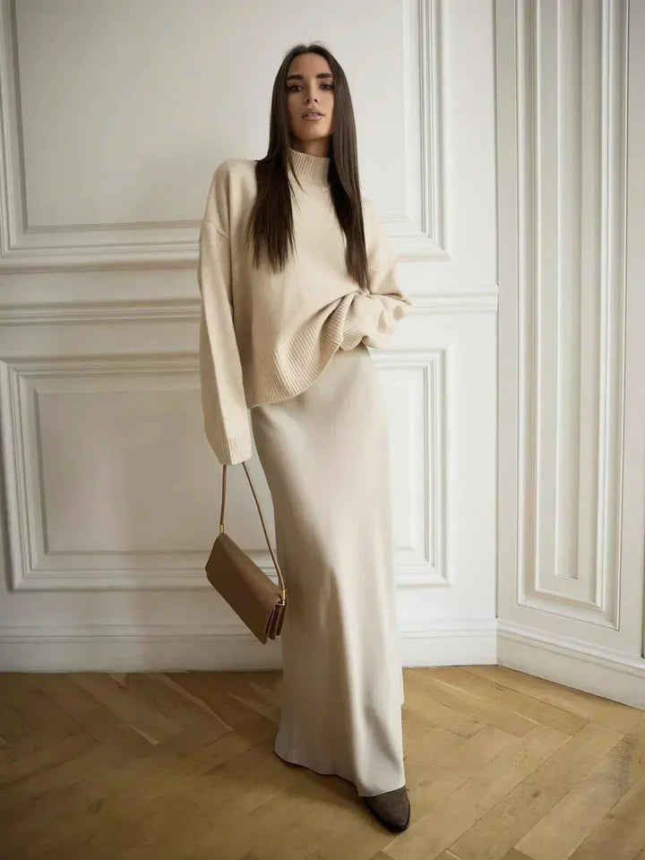 Olivia Bennet | Satin Fishtail Maxi Skirt for Women in Elegant Style
