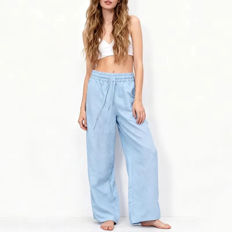 Olivia Bennet | Linen Lounge Pant for Women in Natural Fit