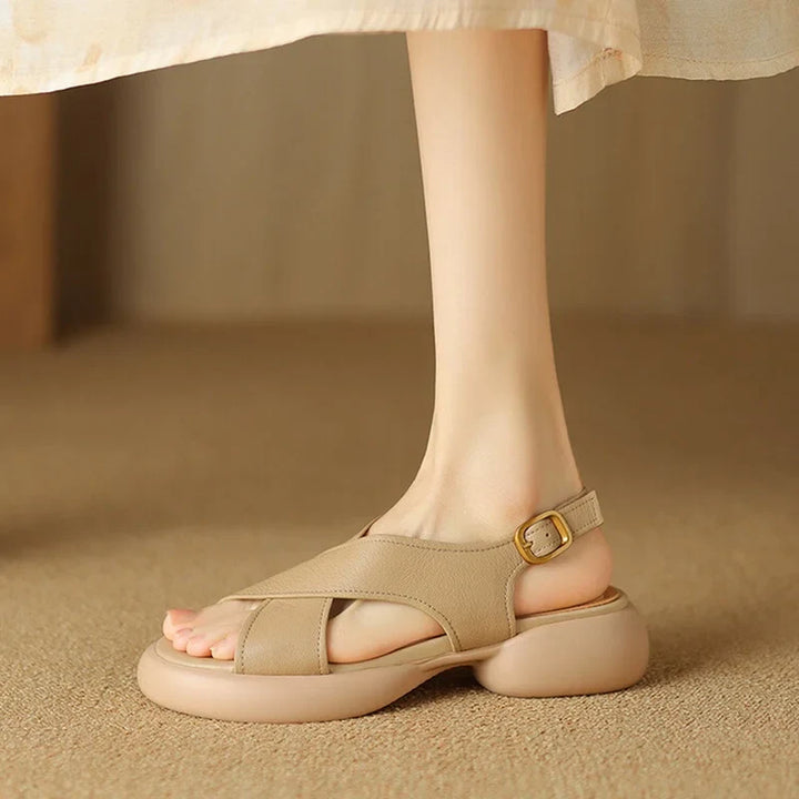 Olivia Bennet | Soft Crossband Slides for Women in Natural Color