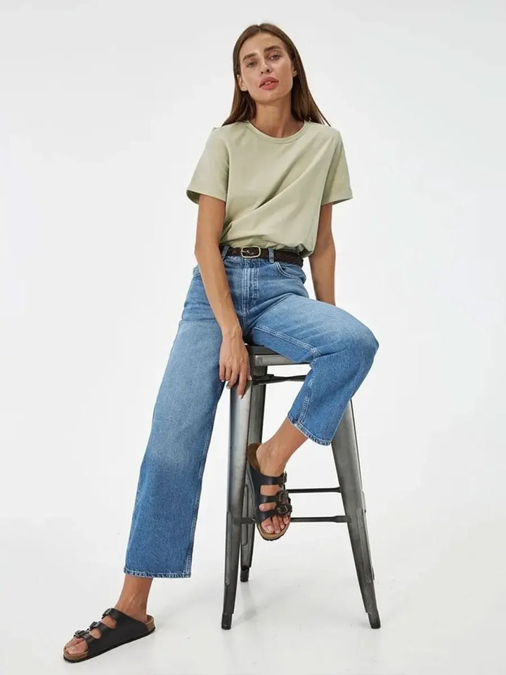 Olivia Bennet | Cotton Tee for Women, Regular Fit, White