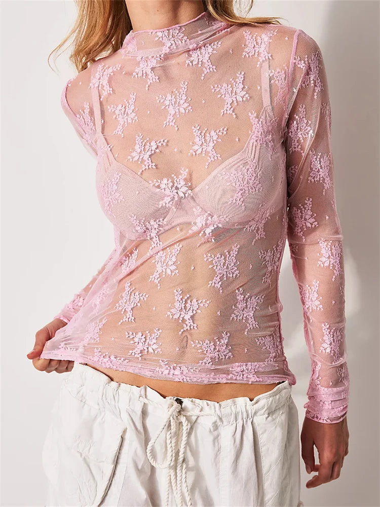 Olivia Bennet | Lace Transparent Top for Women