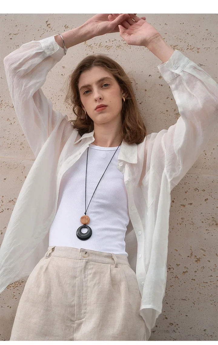 Olivia Bennet | Sheer Ramie Oversized Shirt