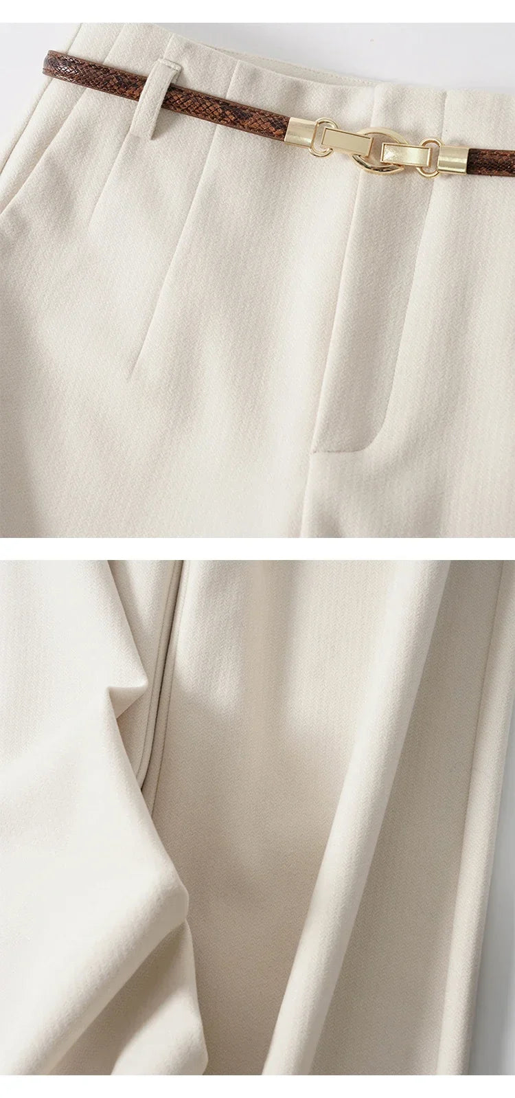 Olivia Bennet | Wide Leg Wool Trousers for Women in Black