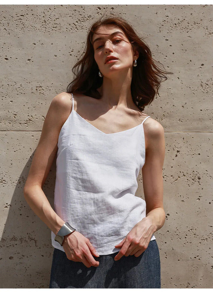 Olivia Bennet | Linen V-Neck Camisole Top for Women