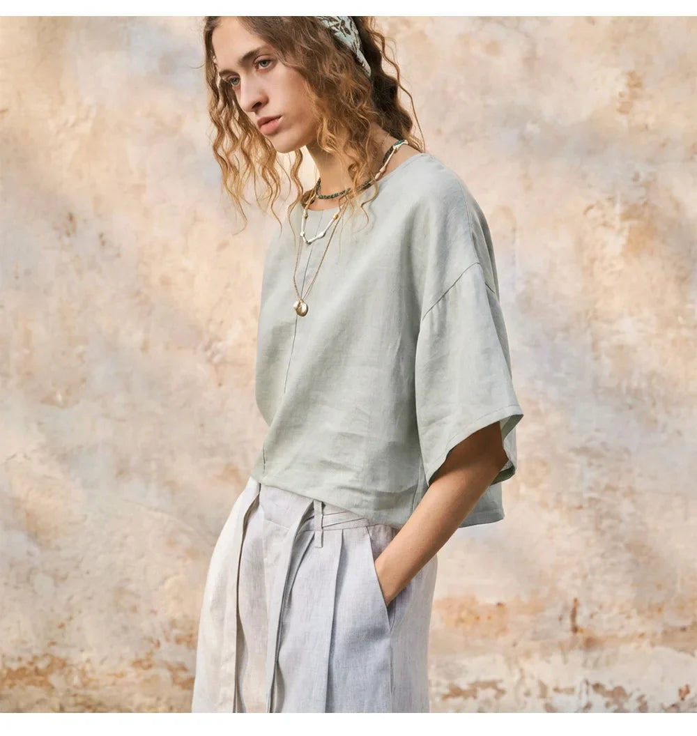 Olivia Bennet | Flared Sleeve Linen Pullover