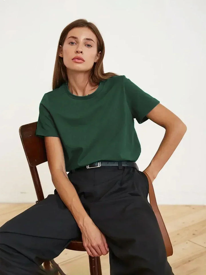 Olivia Bennet | Cotton Tee for Women, Regular Fit, White