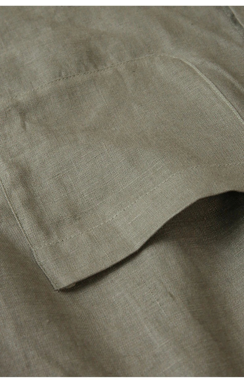 Olivia Bennet | Cropped Linen Overshirt for Women in Natural