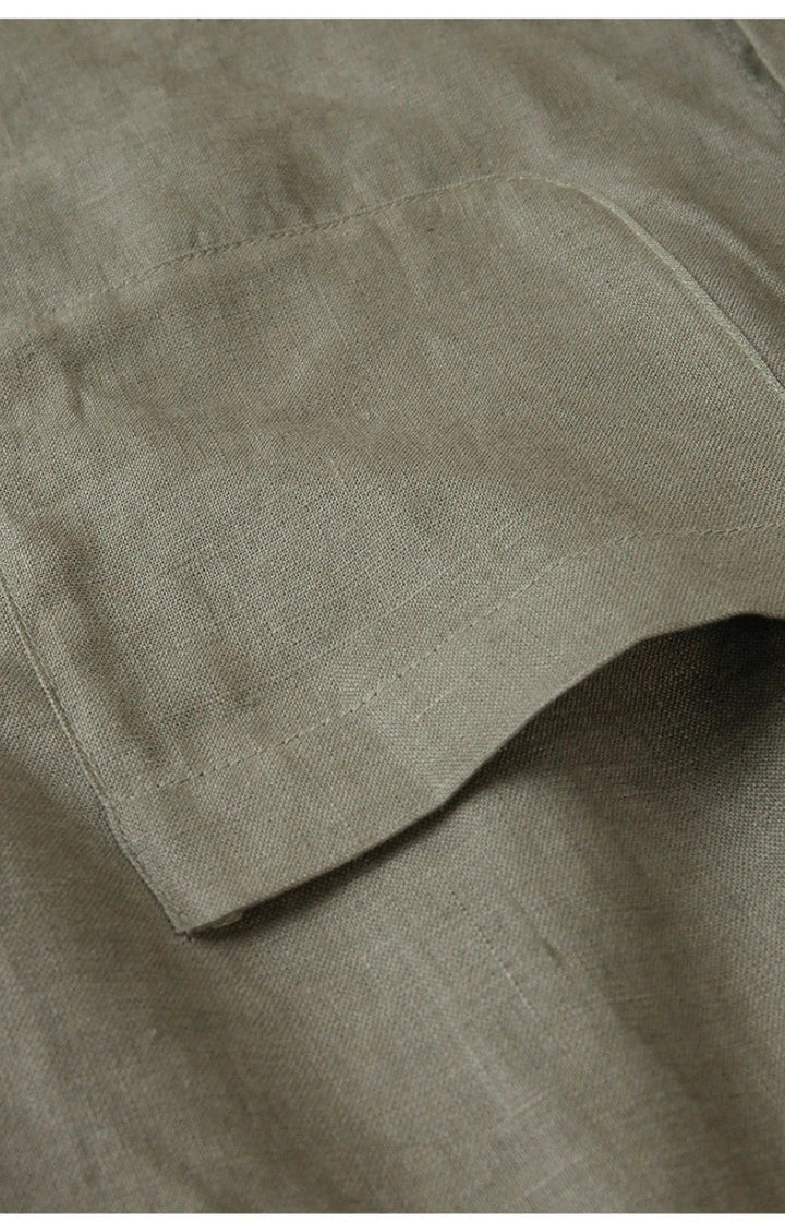 Olivia Bennet | Cropped Linen Overshirt for Women in Natural