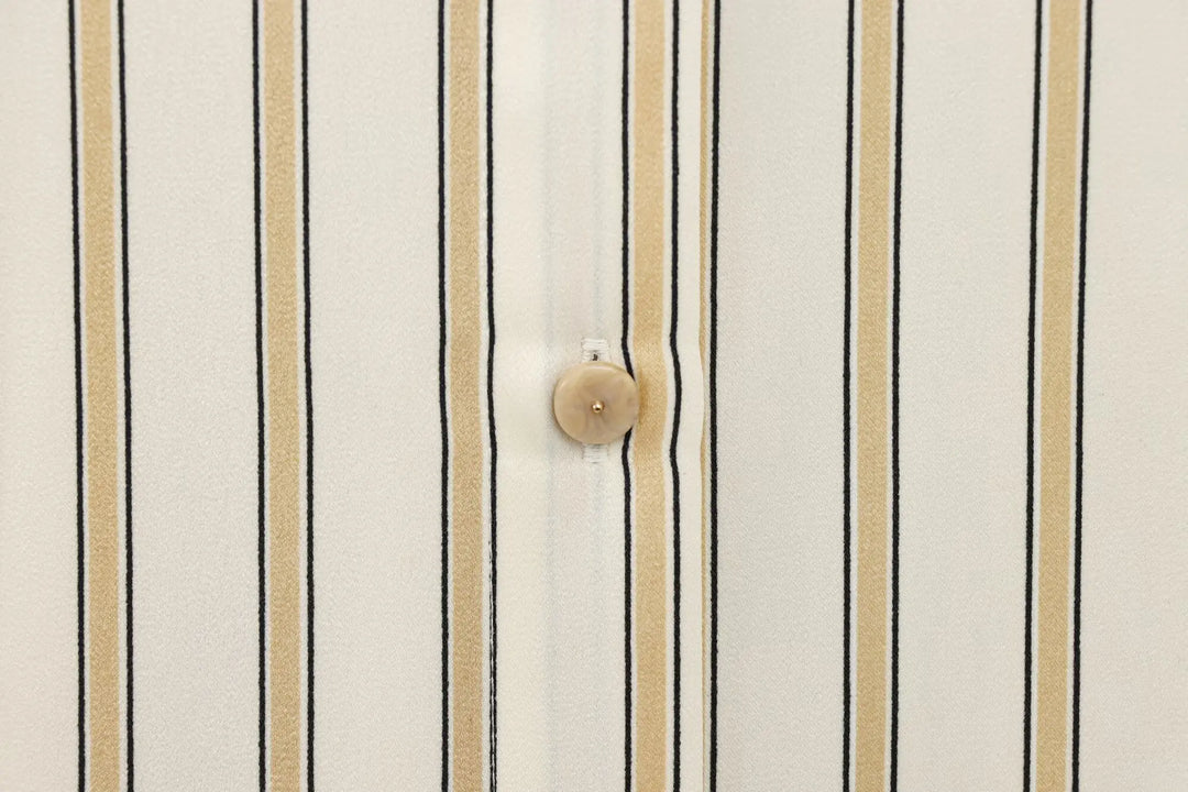 Olivia Bennet | Striped Button-Up Blouse for Women in Cotton Fit