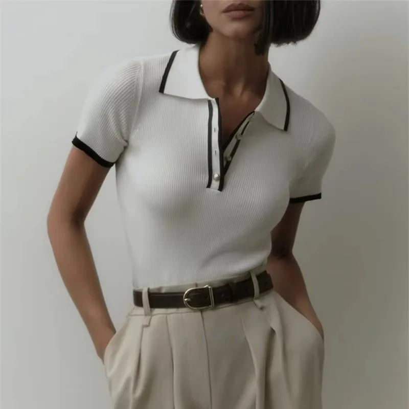 Olivia Bennet | Cotton Polo for Women in Classic Fit, White