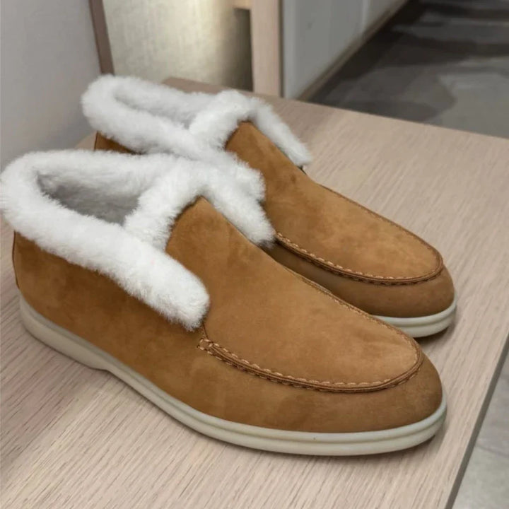 Olivia Bennet | Shearling Loafer Boots for Women in Brown