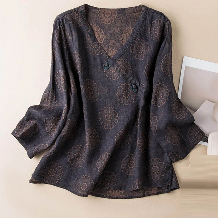 Olivia Bennet | Crosswrap Blouse for Women in Natural Fabric