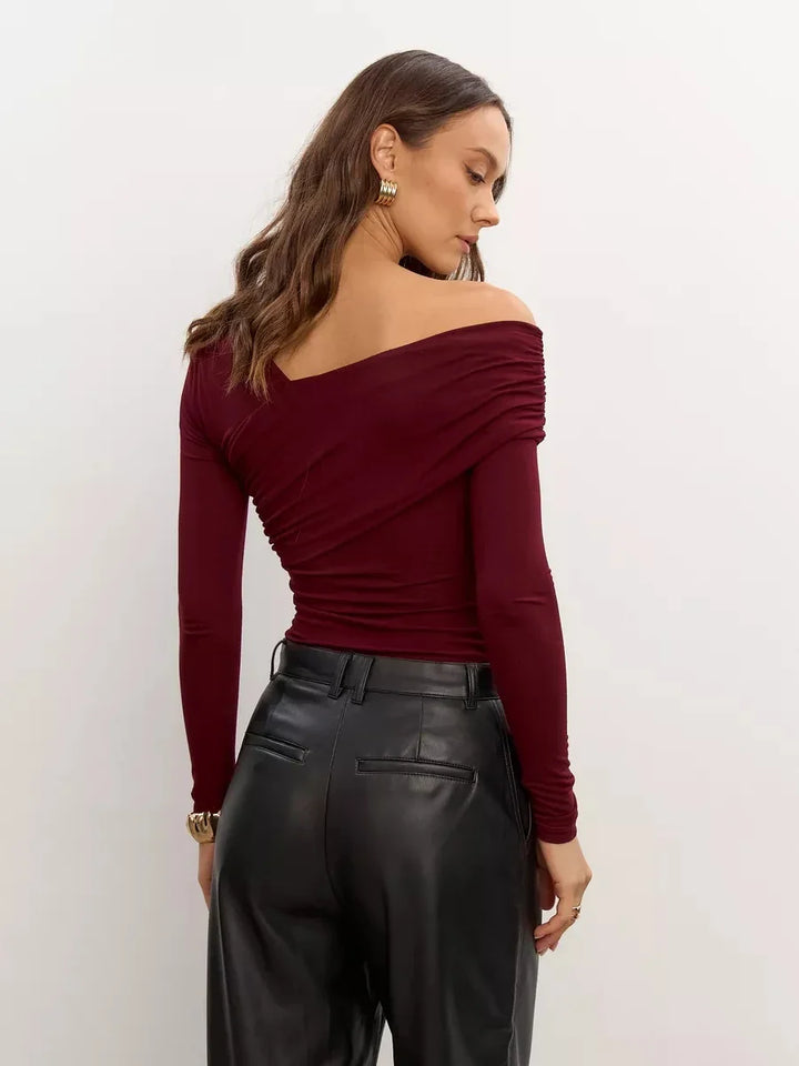 Olivia Bennet | Off-Shoulder Top for Women in Cotton Blend, Fitted, White