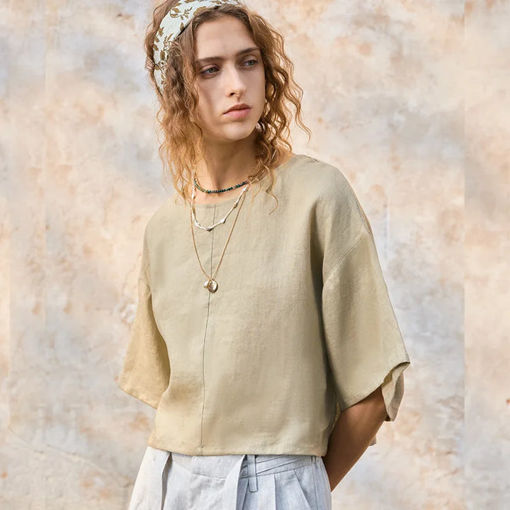 Olivia Bennet | Flared Sleeve Linen Pullover