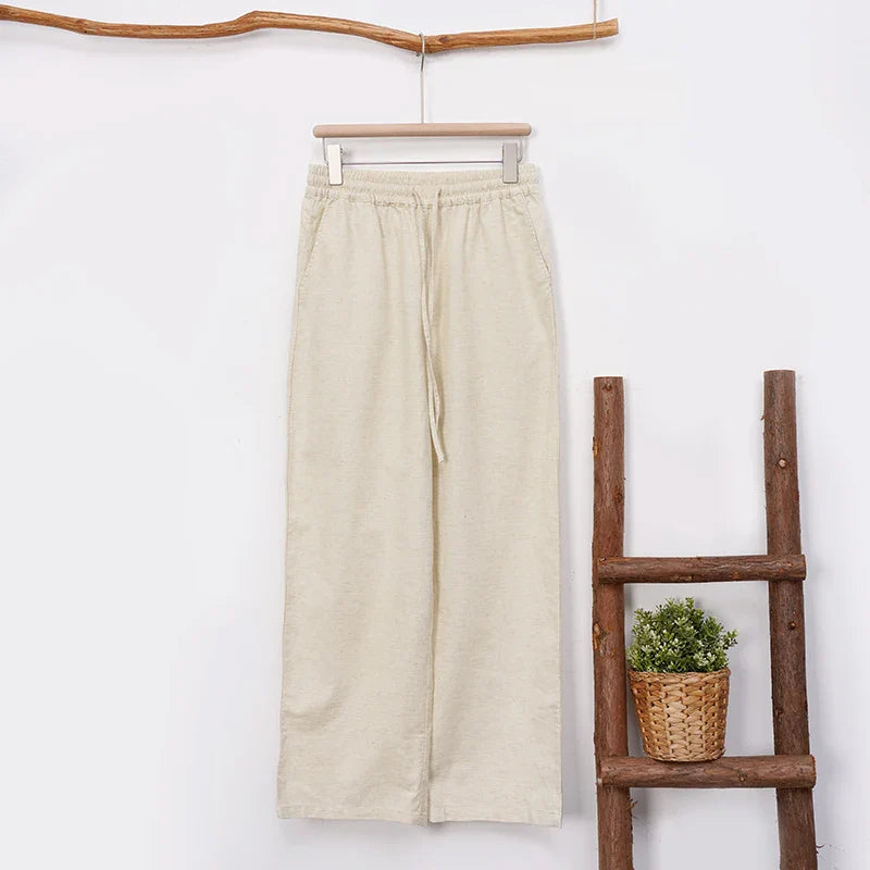 Olivia Bennet | Linen Lounge Pant for Women in Natural Fit