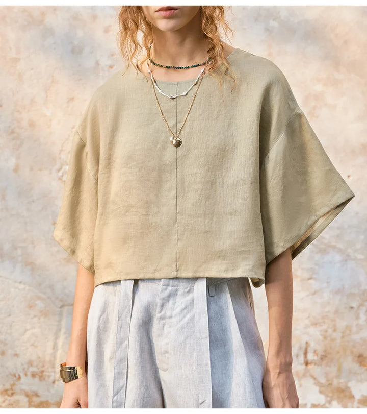 Olivia Bennet | Flared Sleeve Linen Pullover