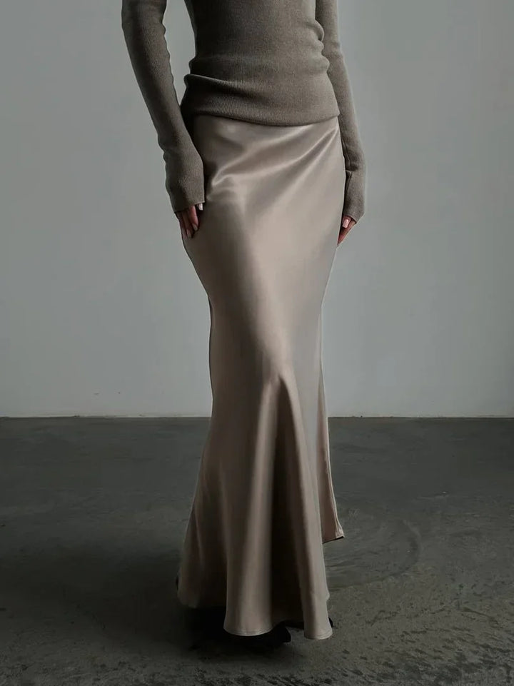 Olivia Bennet | Satin Fishtail Maxi Skirt for Women in Elegant Style