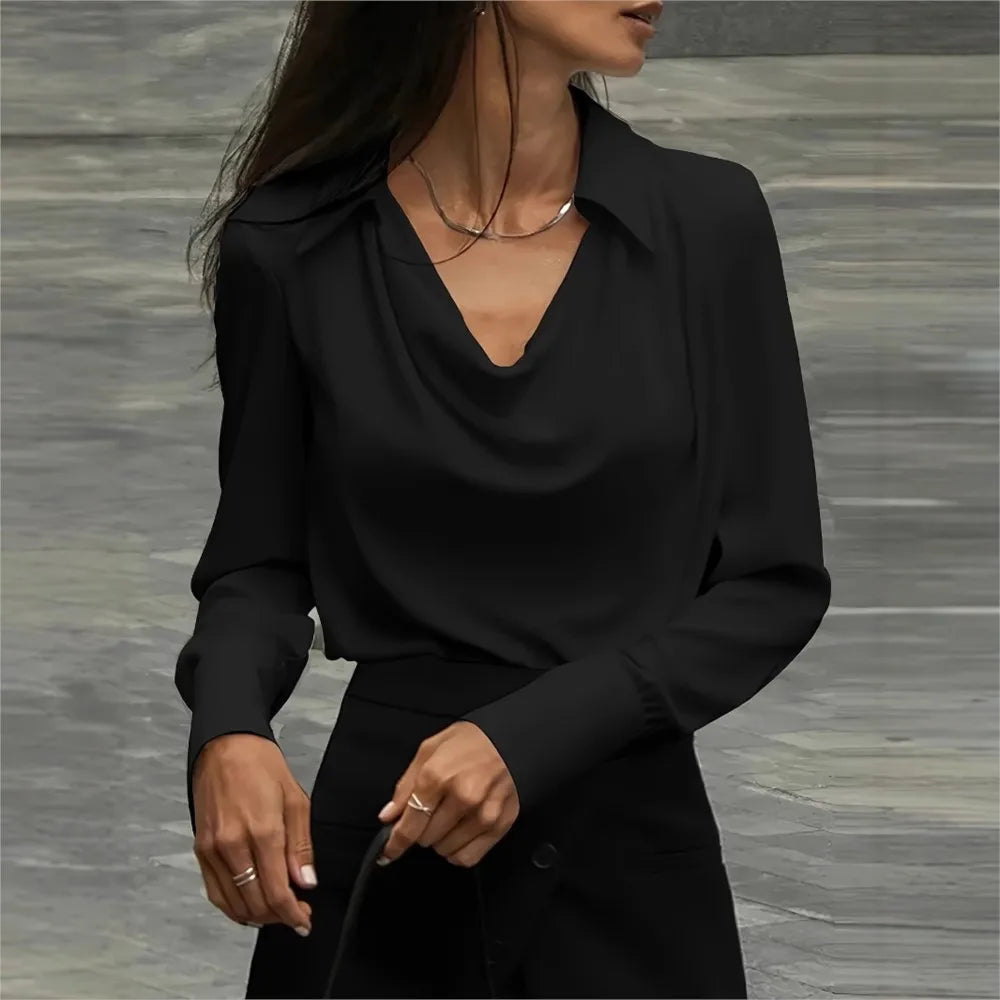 Olivia Bennet | Silk Full Sleeve Shirt for Women in Classic White