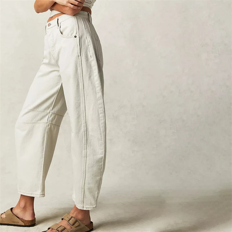 Olivia Bennet | Barrel-Leg Denim Jeans for Women
