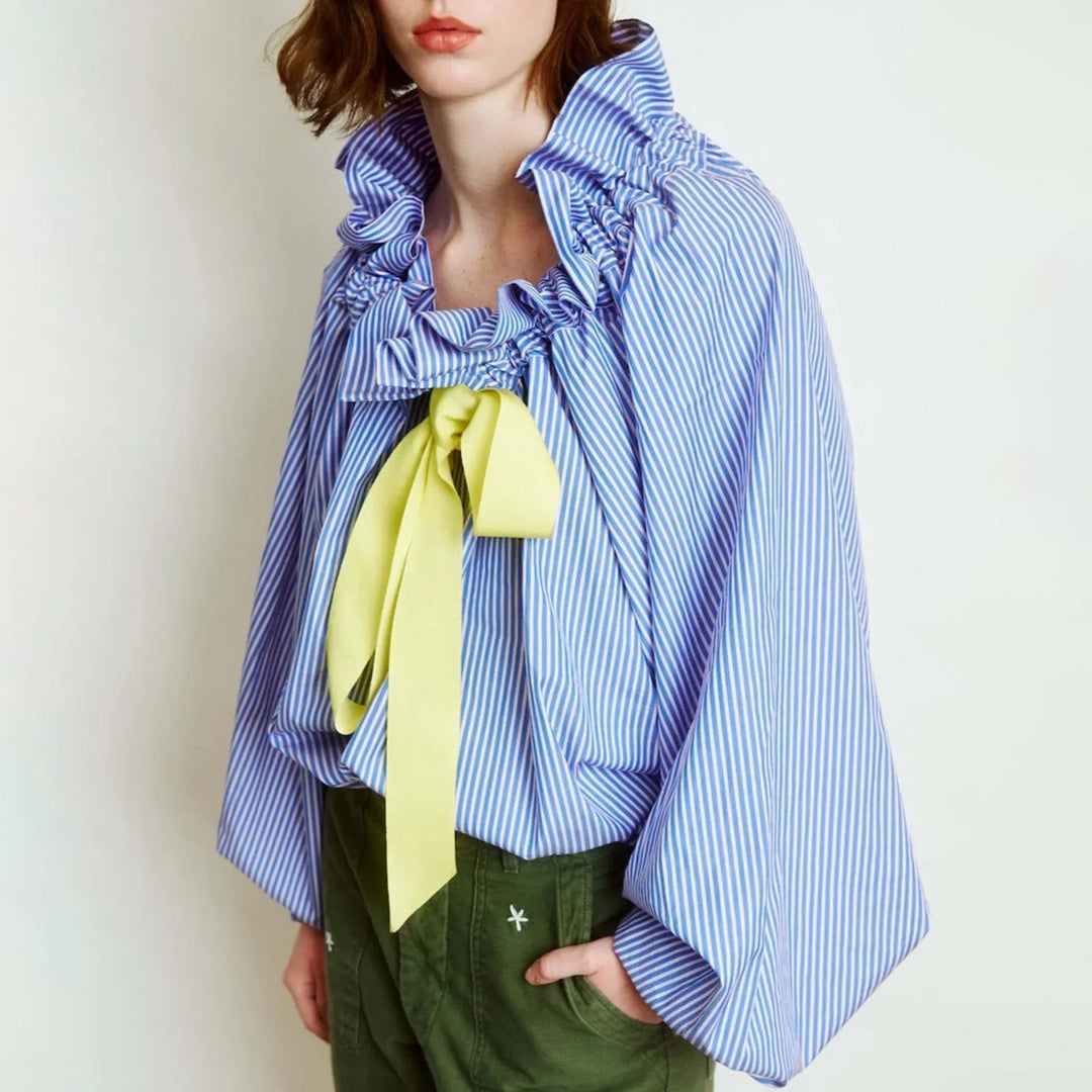 Olivia Bennet | Puffed Cotton Blouse for Women in White