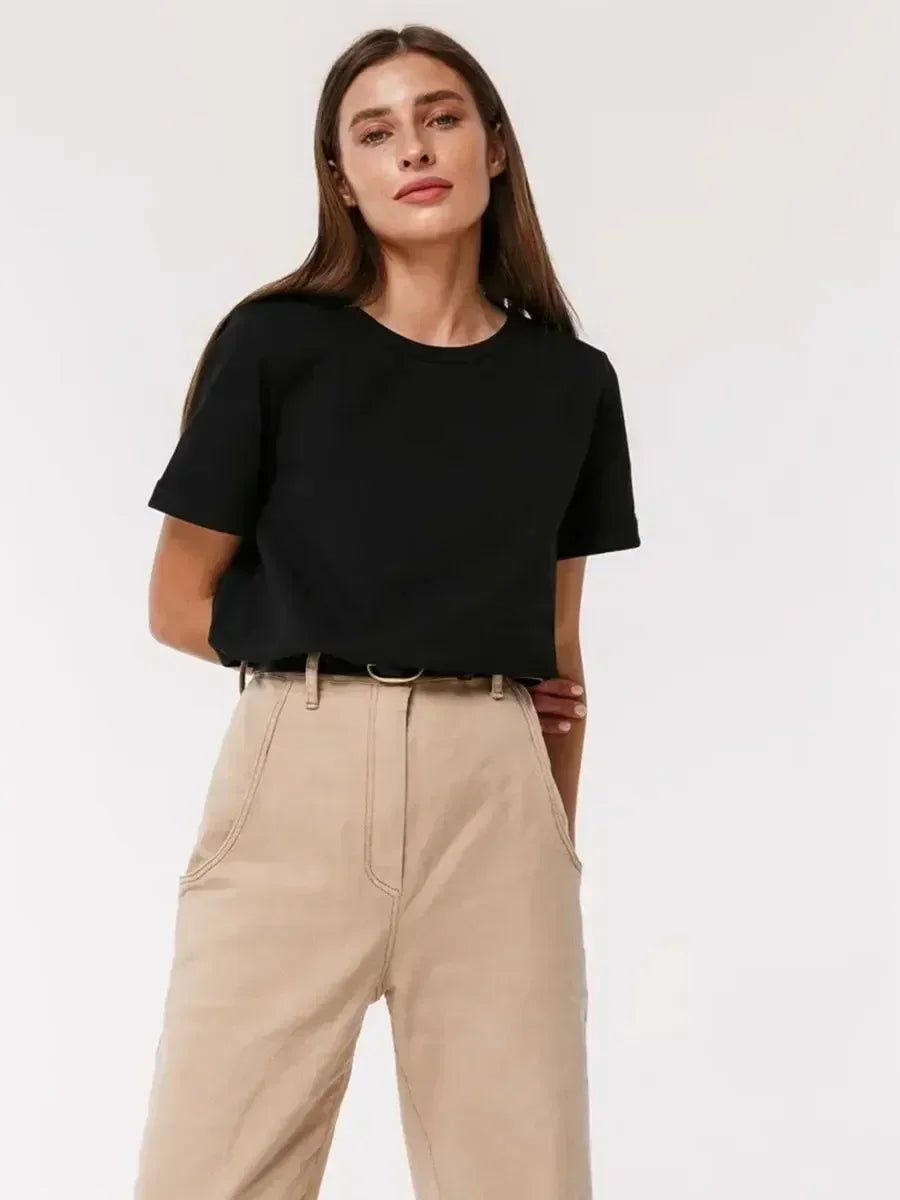 Olivia Bennet | Cotton Tee for Women, Regular Fit, White