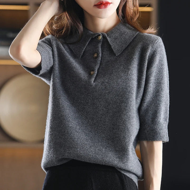 Olivia Bennet | Wool Polo Sweater for Women in Classic Fit, Navy